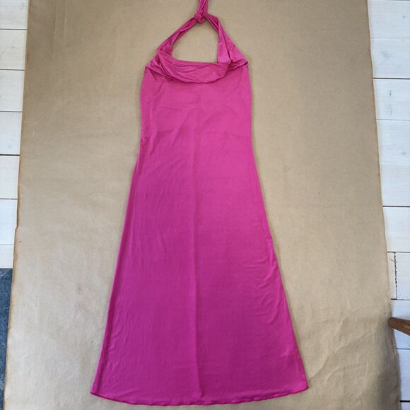 Sincerely Jules Small Barbie Pink Halter Strap Bodycon Long Party Cocktail Dress - Picture 1 of 6